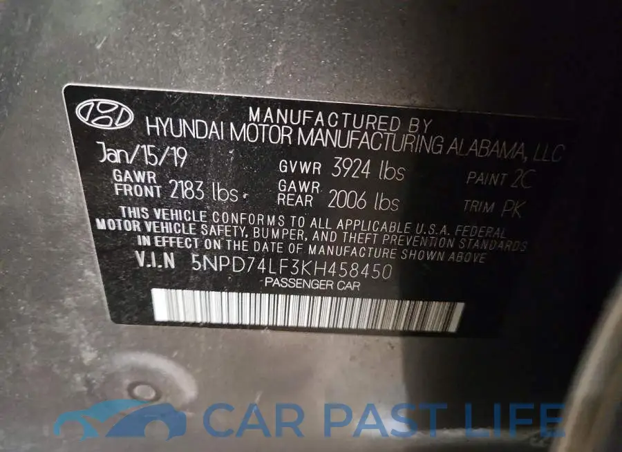 5NPD74LF3KH458450# 12