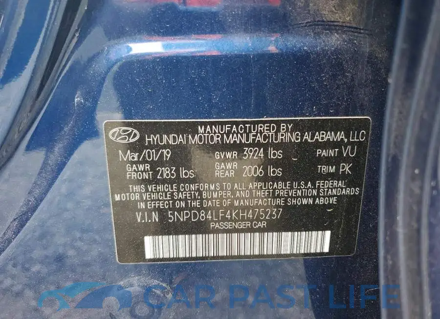5NPD84LF4KH475237# 12