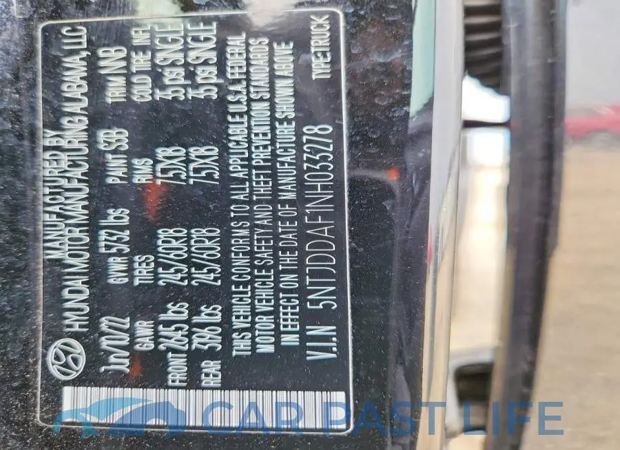 5NTJDDAF1NH033278# 13