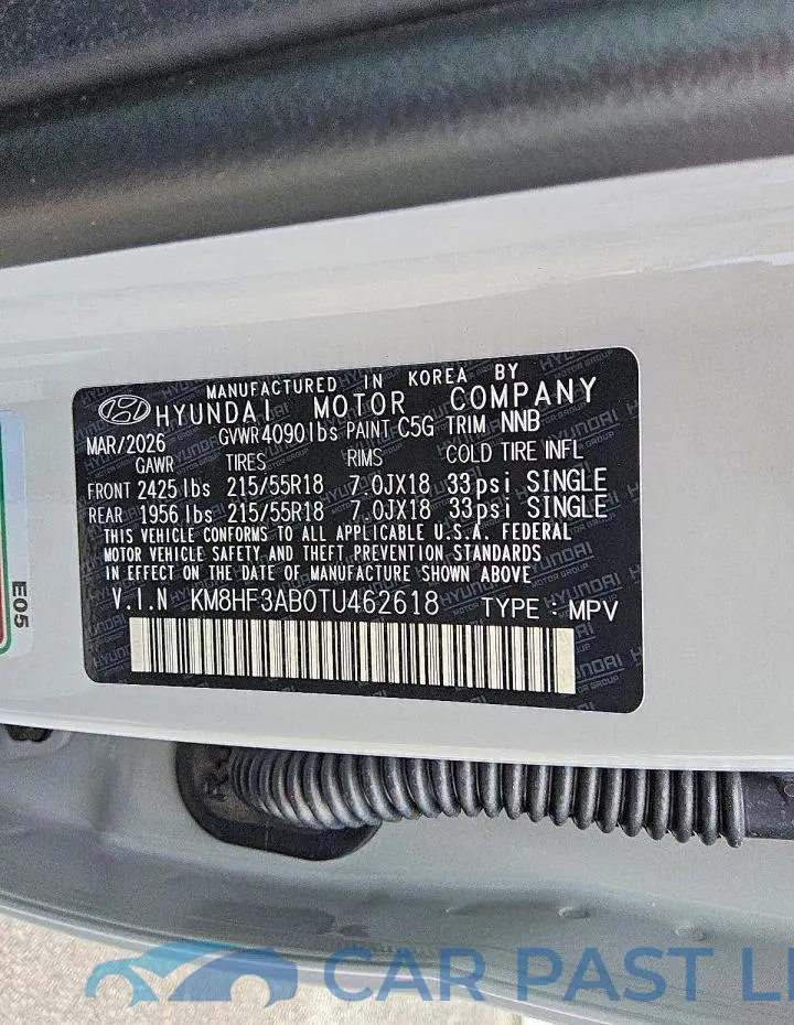 KM8HF3AB0TU462618# 12
