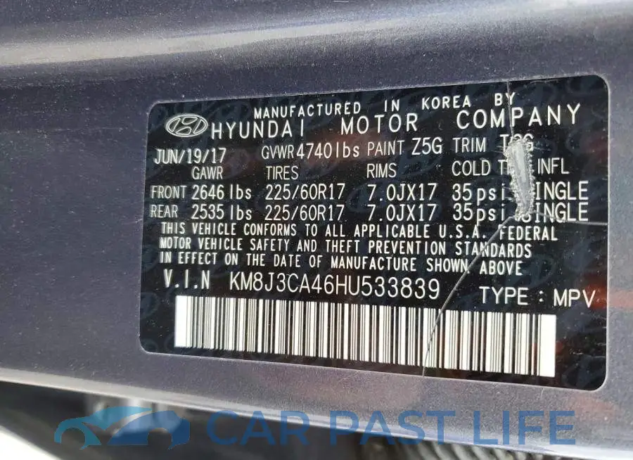 KM8J3CA46HU533839# 13