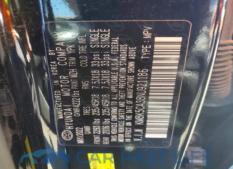 KM8K5CA38NU921186# 12