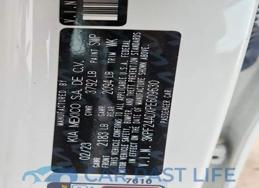 3KPF24ADXPE609630# 12