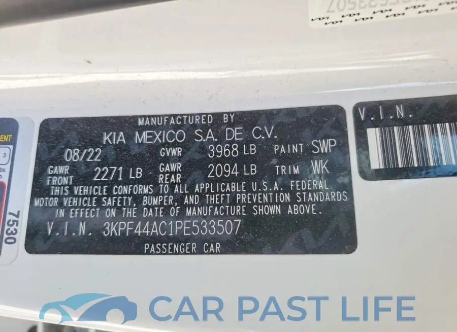 3KPF44AC1PE533507# 12