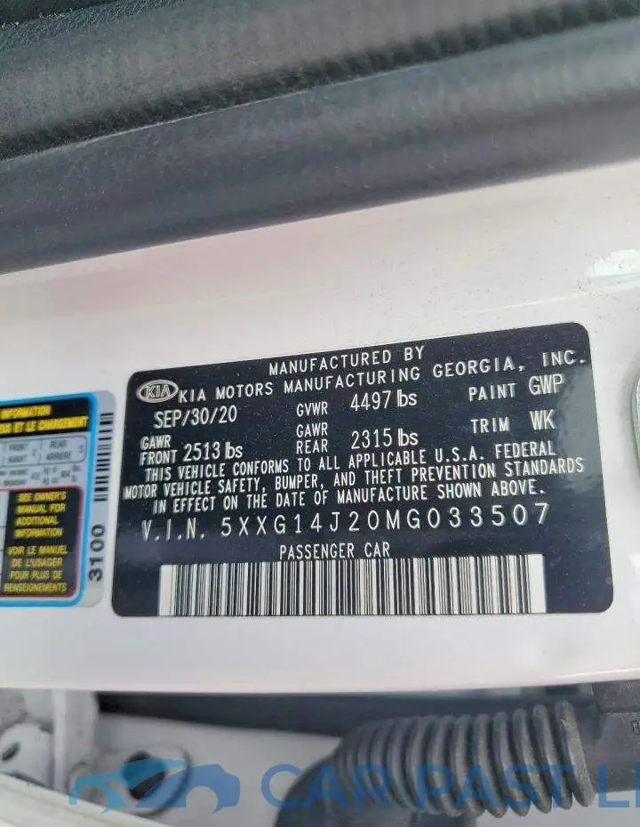 5XXG14J20MG033507# 12