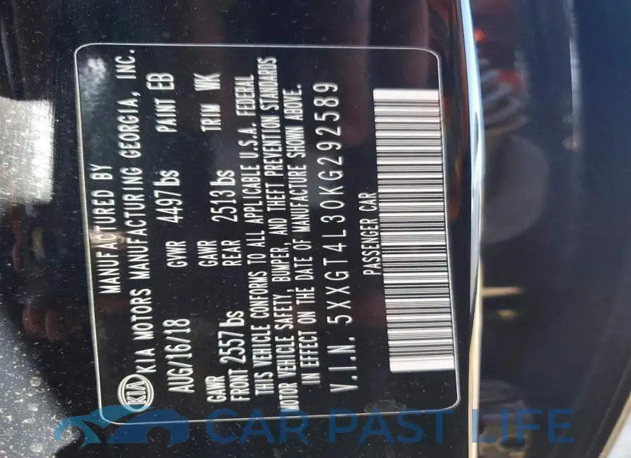 5XXGT4L30KG292589# 12