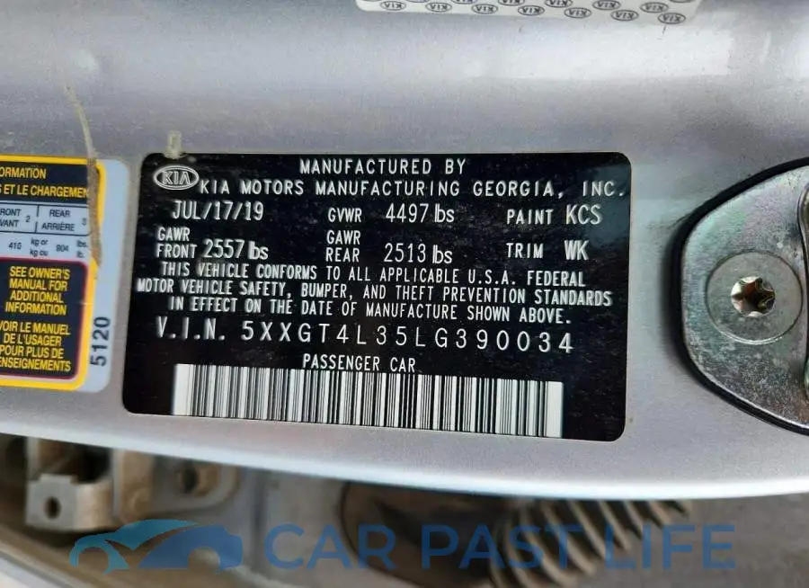 5XXGT4L35LG390034# 12
