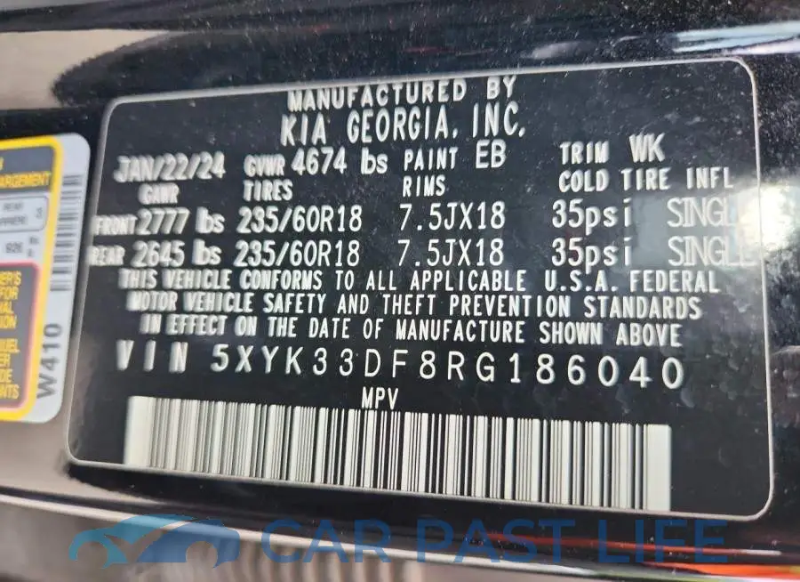5XYK33DF8RG186040# 13