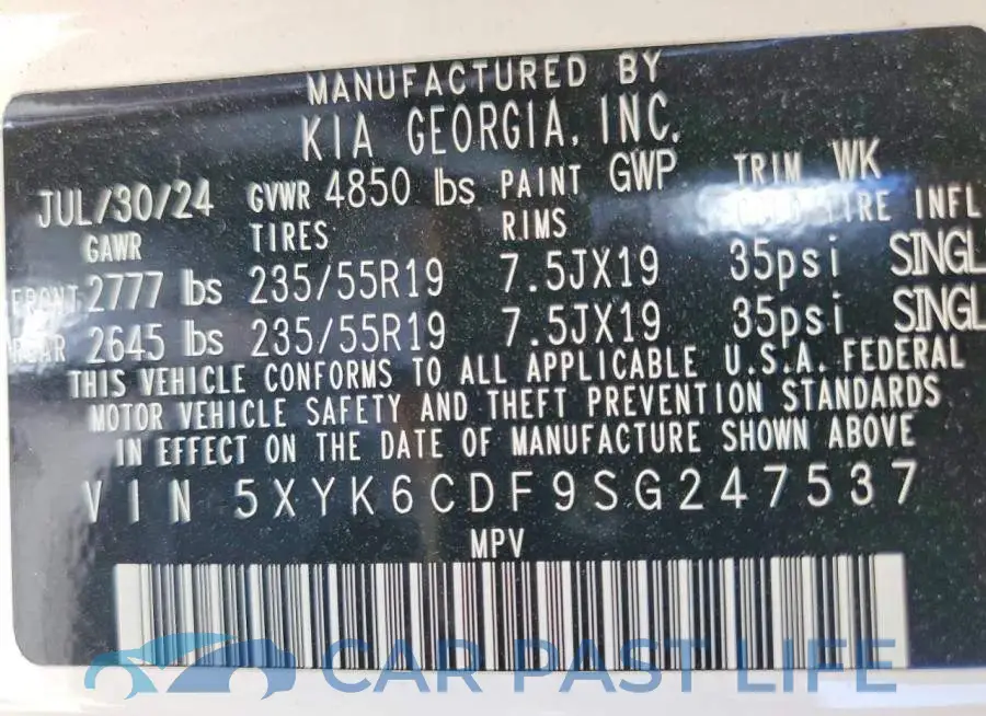 5XYK6CDF9SG247537# 13