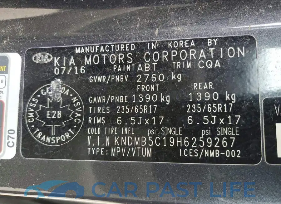 KNDMB5C19H6259267# 13