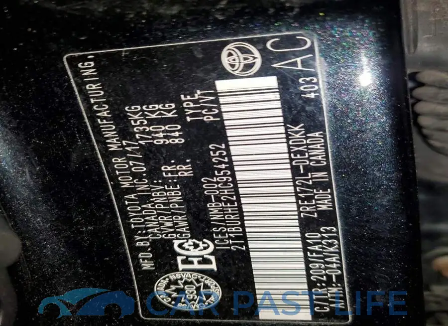 2T1BURHE2HC954252# 13