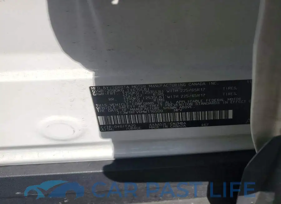 2T3W1RFV6MW116500# 12