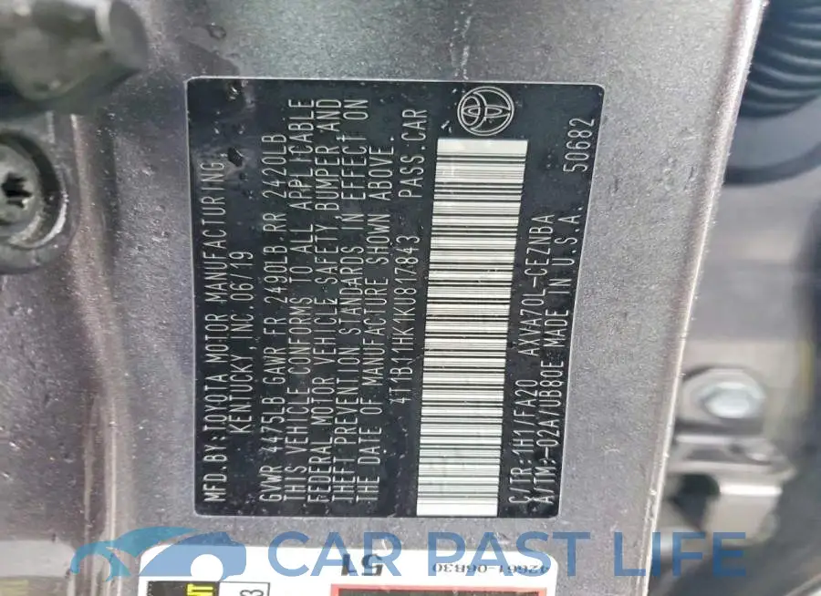 4T1B11HK1KU817843# 12