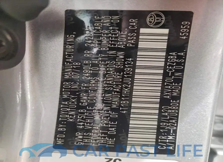 4T1B11HK2JU139134# 12