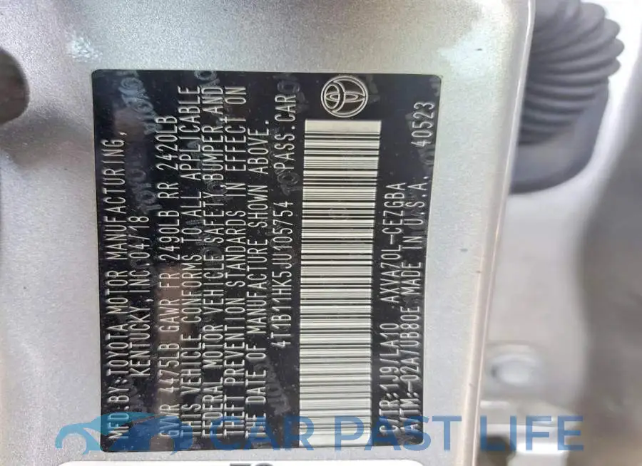 4T1B11HK5JU105754# 12
