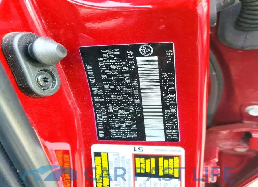 4T1B11HK5KU802942# 12