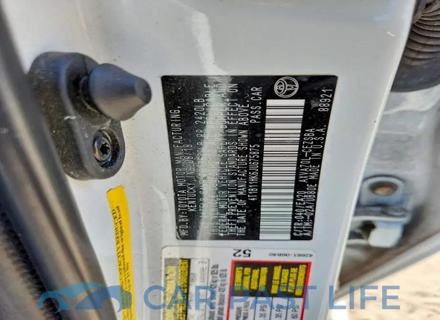 4T1B11HK6JU675875# 12