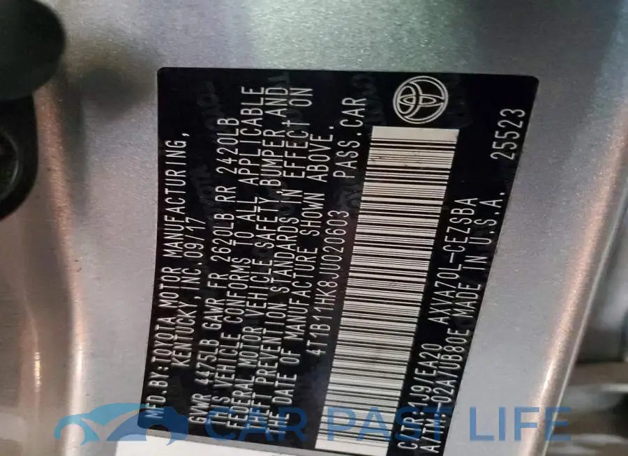 4T1B11HK8JU020603# 12