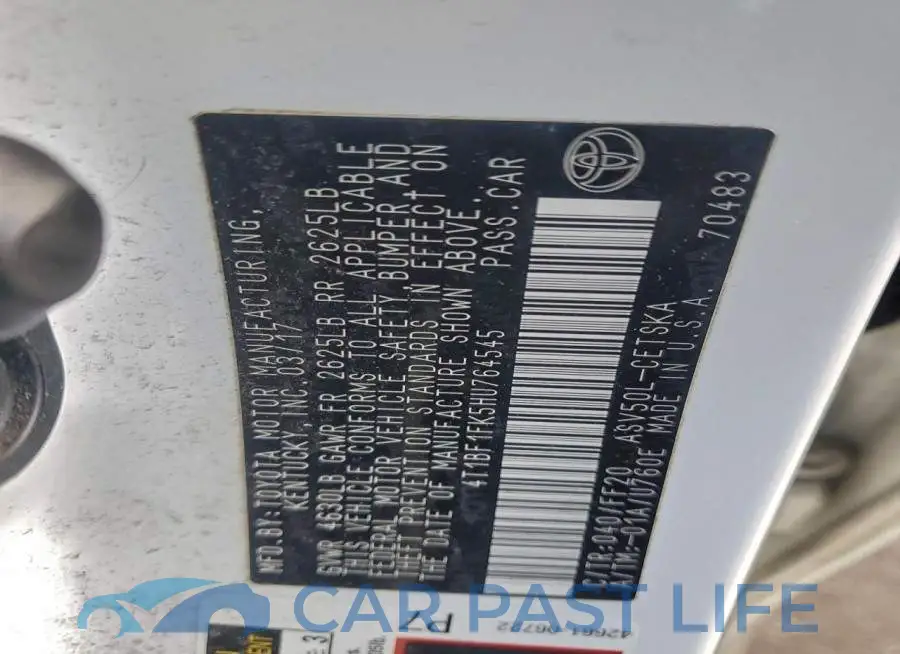 4T1BF1FK5HU764545# 12
