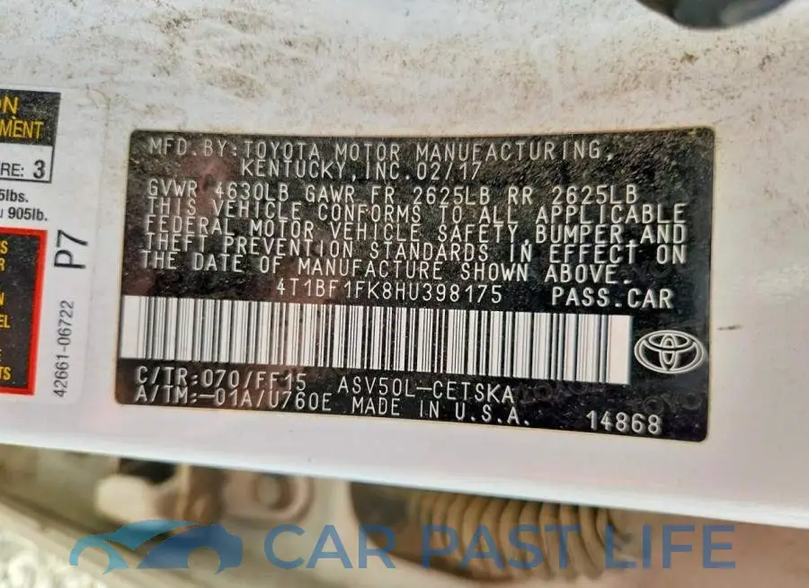 4T1BF1FK8HU398175# 12