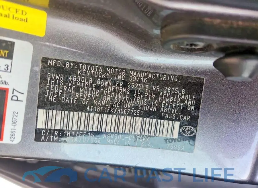 4T1BF1FKXHU672251# 12