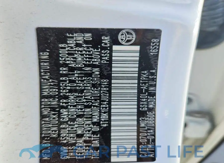 4T1BK1EB4JU278148# 12