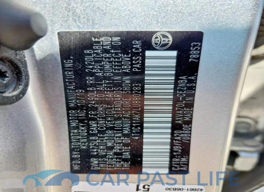 4T1C11AK7LU880283# 13