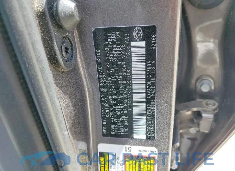 4T1C11AK8RU916085# 13