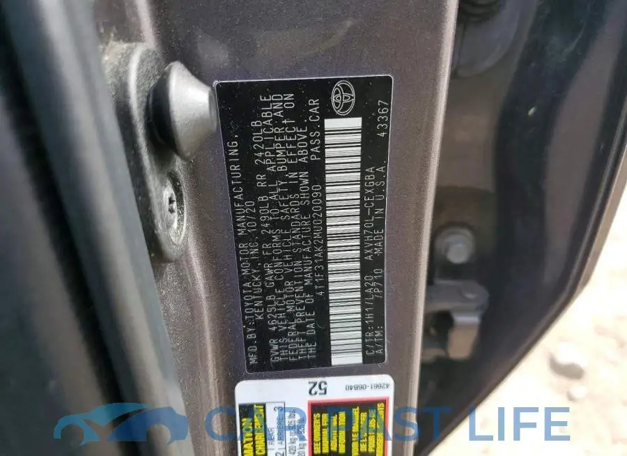 4T1F31AK2MU020090# 12