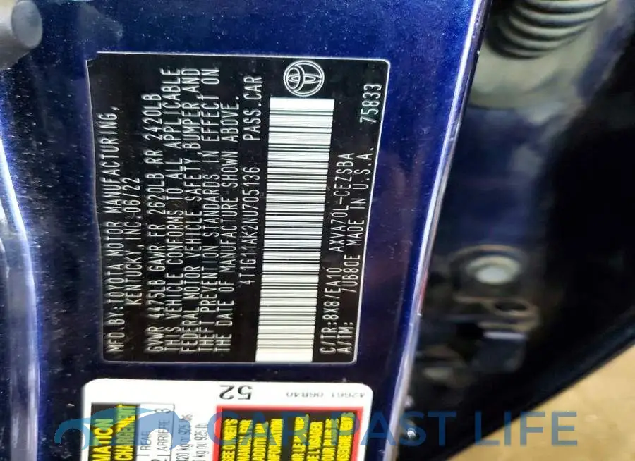 4T1G11AK2NU705136# 12