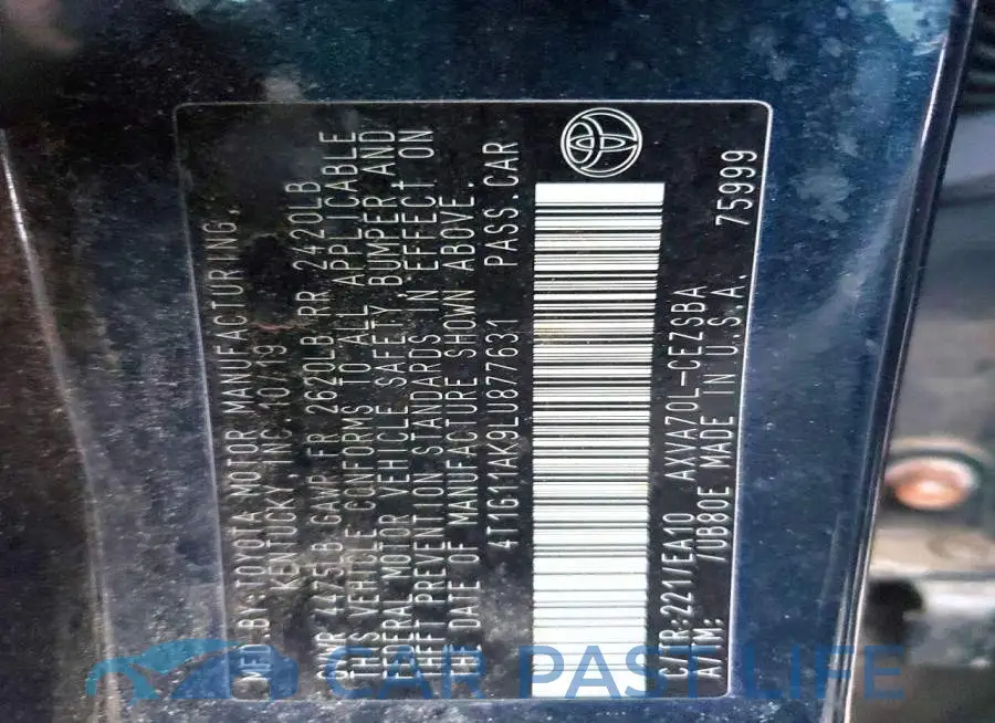 4T1G11AK9LU877631# 12