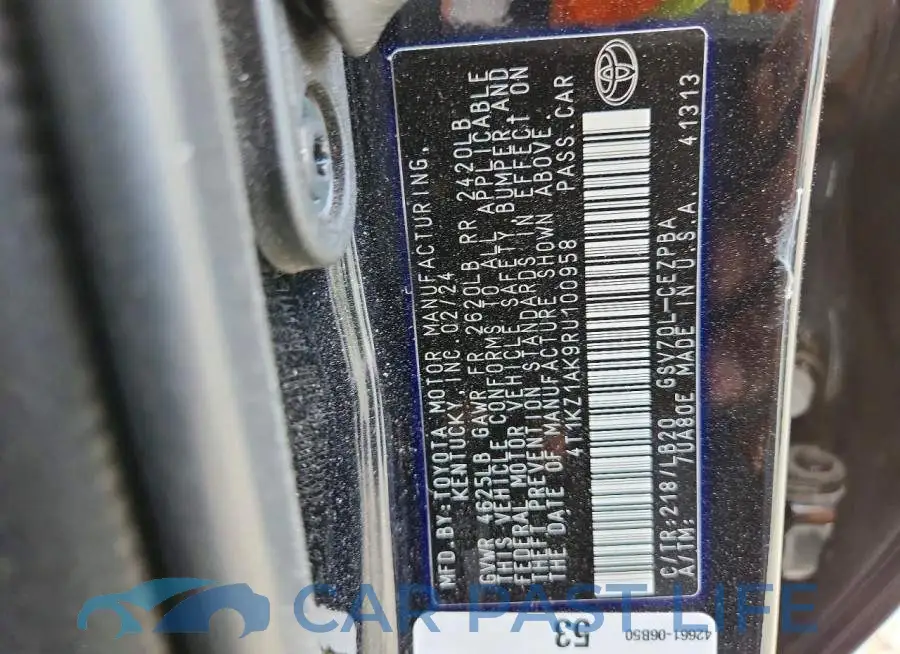 4T1KZ1AK9RU100958# 12