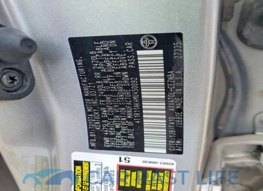 4T1R11AK4MU450092# 12