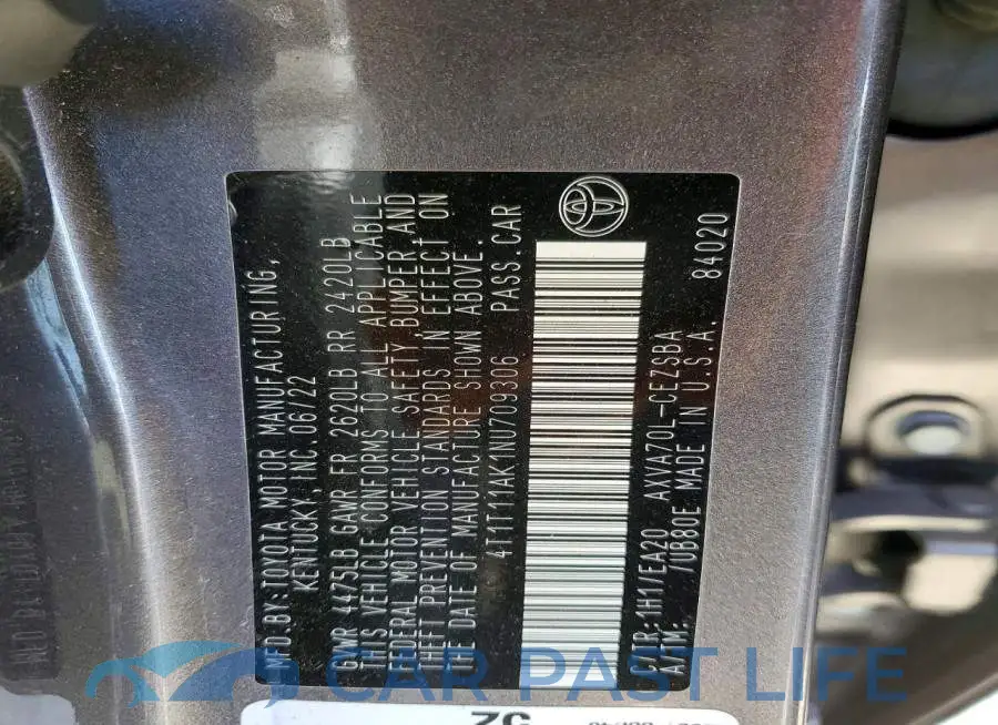 4T1T11AK1NU709306# 13