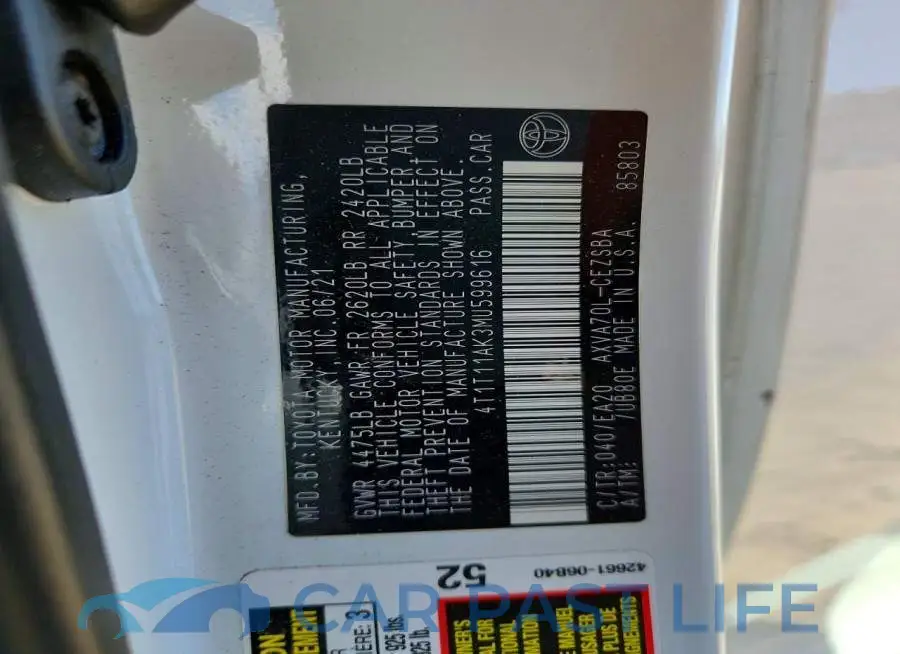 4T1T11AK3MU599616# 13