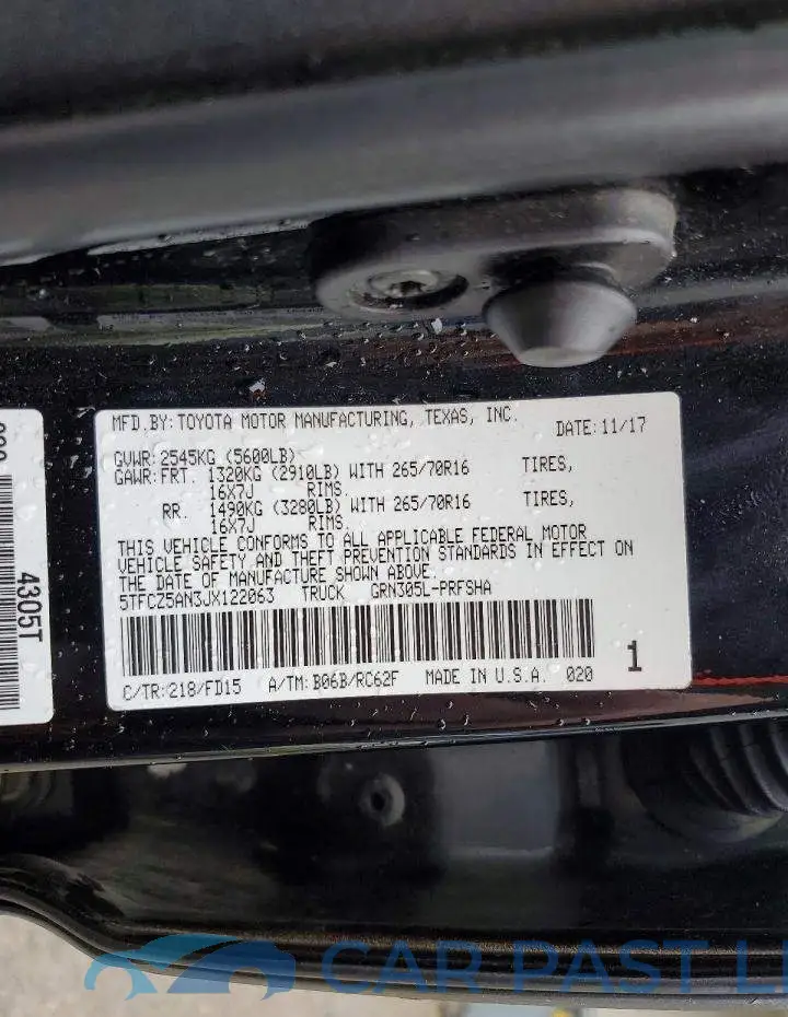 5TFCZ5AN3JX122063# 13