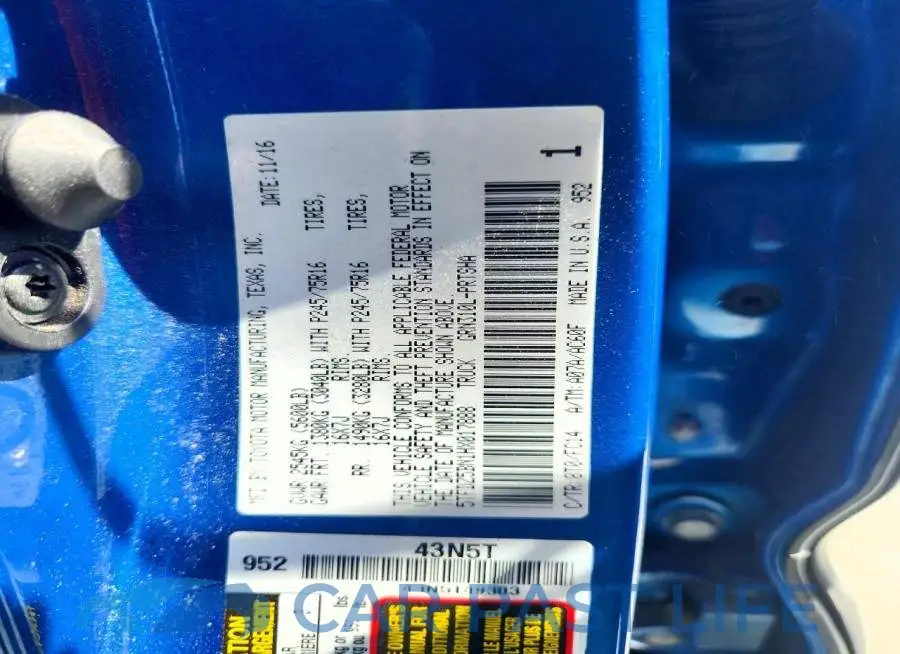 5TFDZ5BN1HX017888# 13