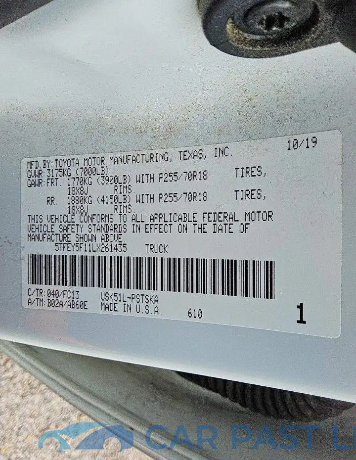 5TFEY5F11LX261435# 12