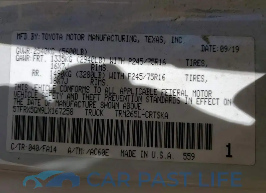 5TFRX5GN9LX167258# 12