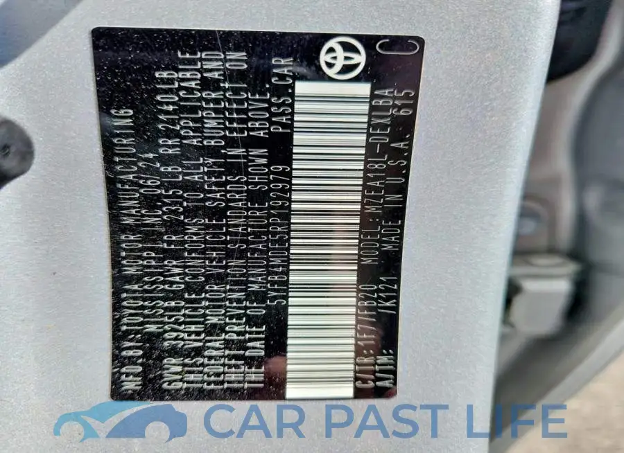 5YFB4MDE5RP192979# 12