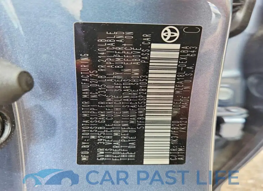 5YFB4MDE5SP281053# 12