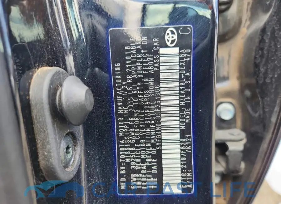 5YFB4MDE8SP251366# 13