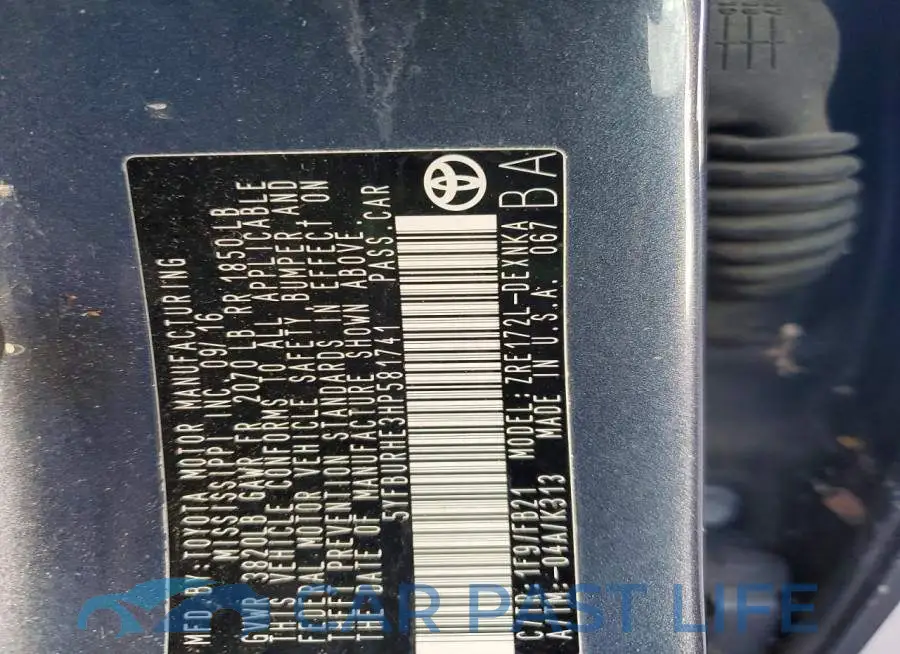 5YFBURHE3HP581741# 12
