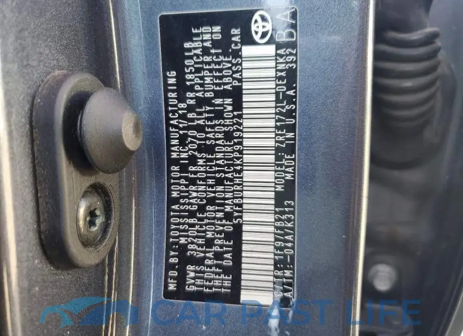 5YFBURHE4KP919221# 12