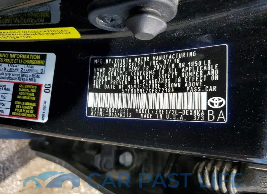 5YFBURHE7KP872184# 12