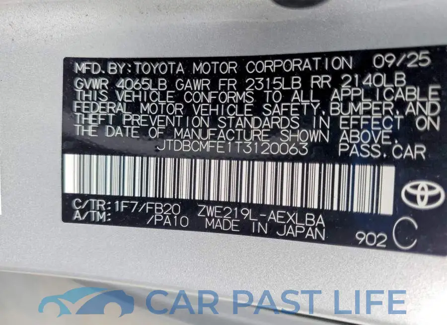 JTDBCMFE1T3120063# 13