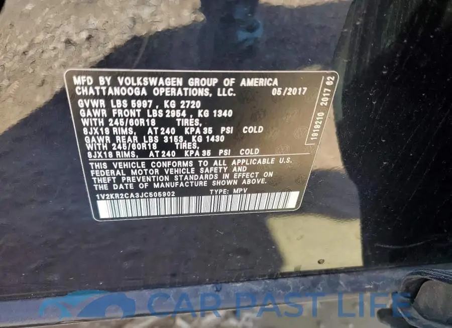 1V2KR2CA3JC505902# 13