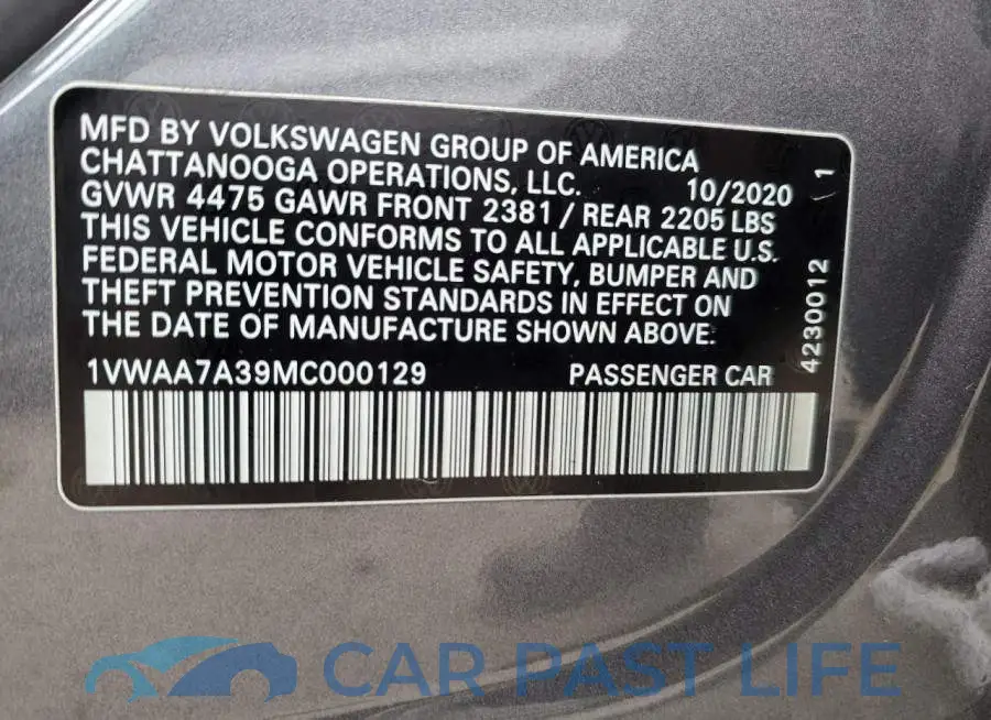1VWAA7A39MC000129# 13