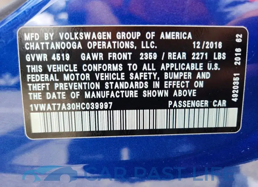 1VWAT7A30HC039997# 13