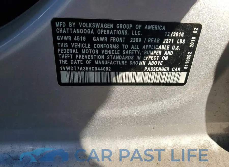 1VWDT7A35HC044092# 12